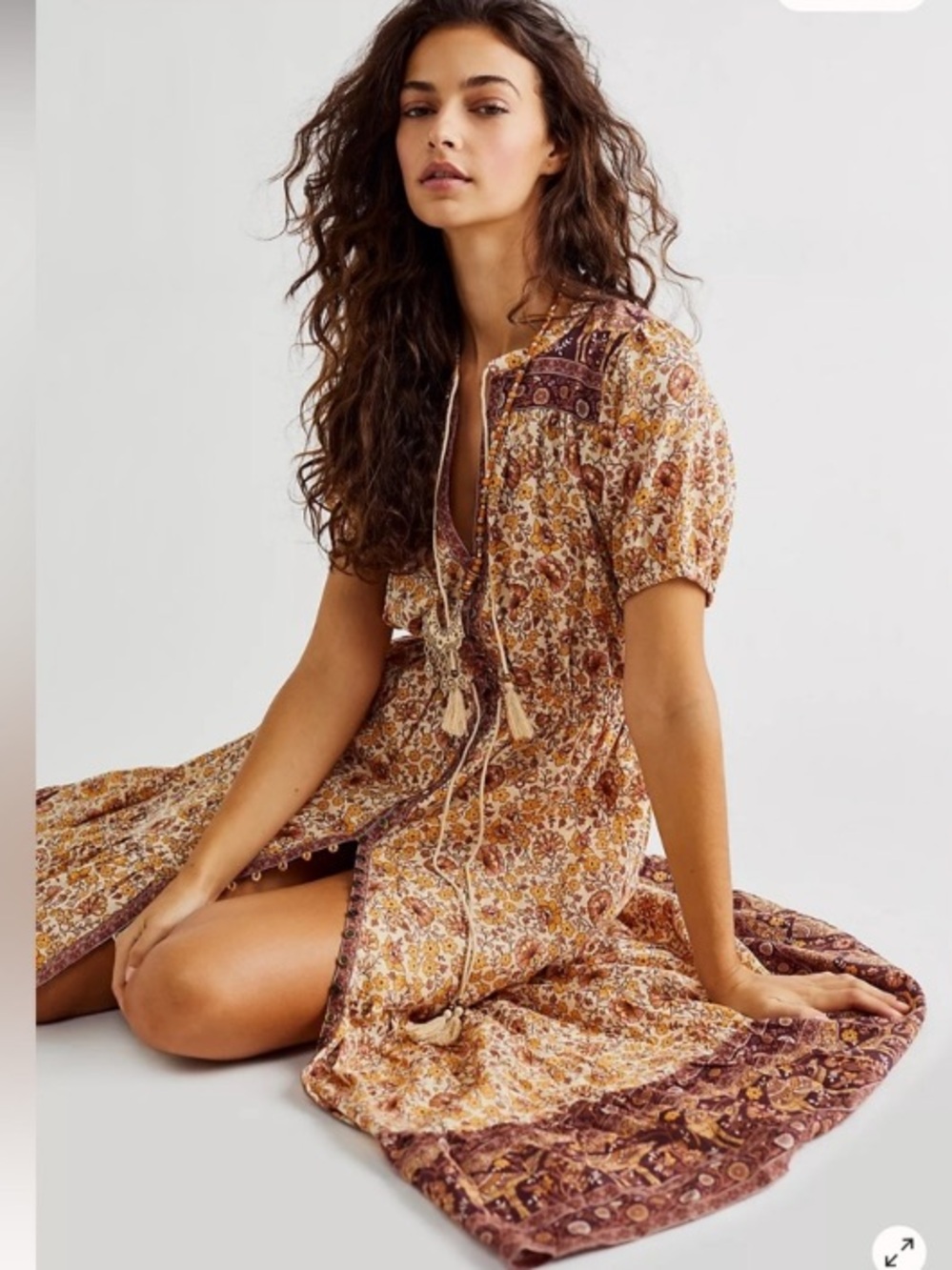 Spell & the Gypsy Collective Sundown Gown Spice Floral Print Midi Dress XL